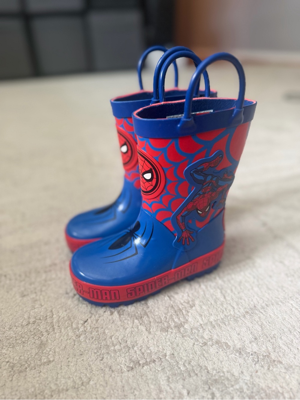 Kids Blue & Red Spider-Man Rain Boots